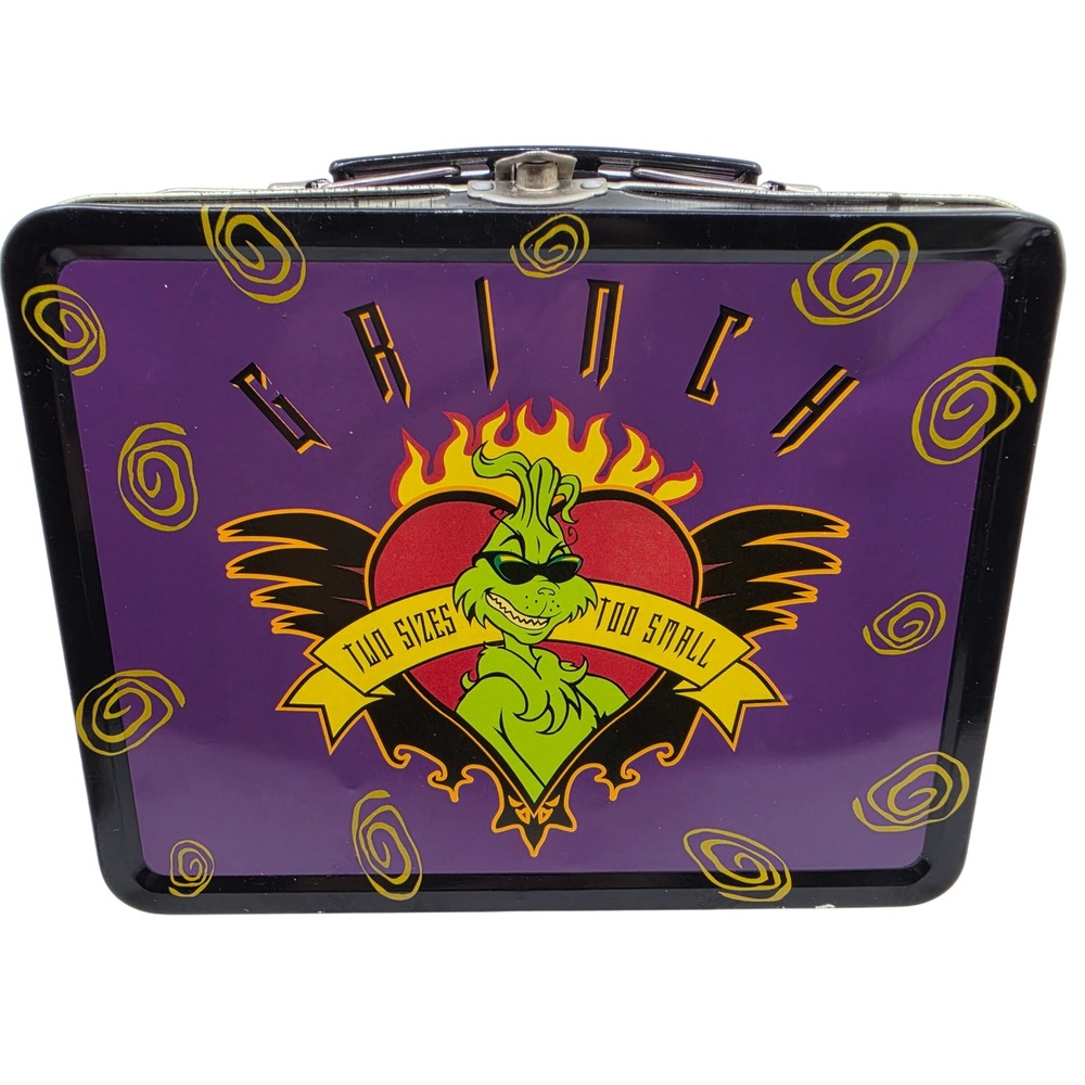 Dr Seuss The Grinch Two Sizes Too Small Metal Lunch Box Tin 2000 Universal Movie
